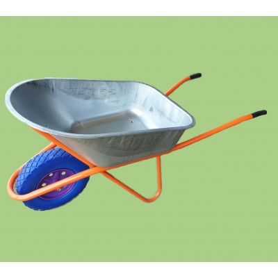 Тачка WB6420-ПУ строительная одноколесная 110л, 220кг, ПОЛИУРЕТАНОВОЕ колесо 16"х4.00-80 Тачка WB6420-ПУ строительная одноколесная 110л, 220кг, ПОЛИУРЕТАНОВОЕ колесо 16"х4.00-80