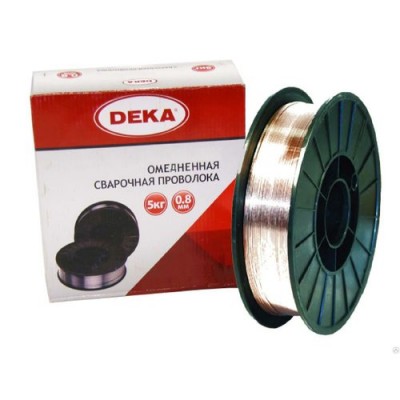 Сварочная проволока омедненная "DEKA ER 70S-6 0.8мм-5кг", 52мм/200мм. Сварочная проволока омедненная "DEKA ER 70S-6 0.8мм-5кг", 52мм/200мм.